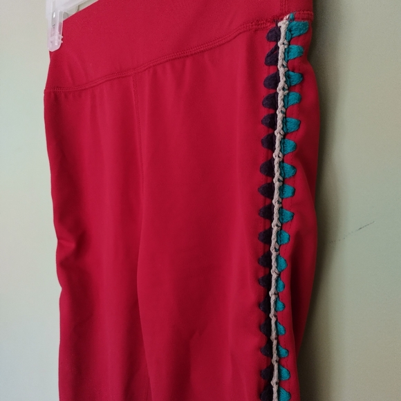 Carbon38 Womens XS Red Crochet Side Seam High Waisted Leggings - Picture 9 of 11